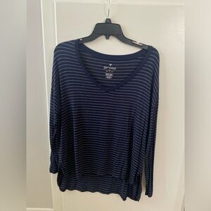 American Eagle Soft and Sexy Long Sleeve Top. Color: Blue and Grey Stripped.